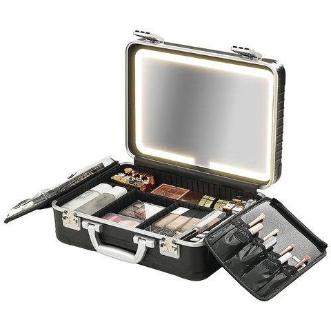 Porodo, Lifestyle Travel Makeup Case with Detachable LED Mirror - Black