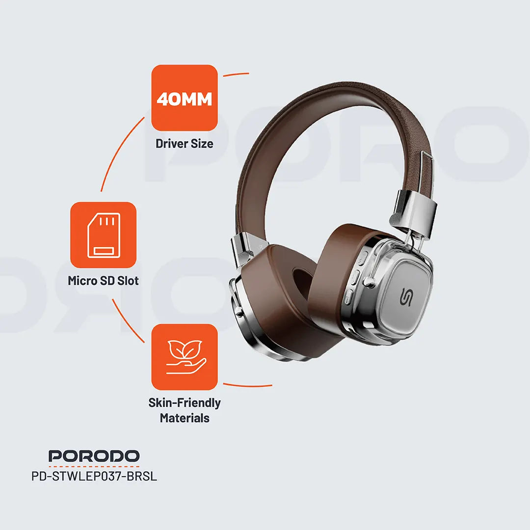 Porodo, Soundtec Vintage Wireless ENC Headphone Porodo, Soundtec Vintage Wireless ENC Headphone