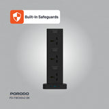 Porodo, Three-Story 12AC Power Hub With USB-C PD & Quick Charge 3.0 - Black