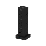 Porodo, Three-Story 12AC Power Hub With USB-C PD & Quick Charge 3.0 - Black