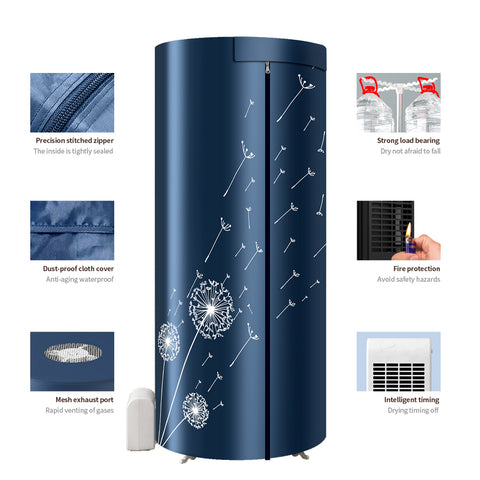 Portable Foldable Clothes Dryer Rack with 1000W PTC Heating, 360° Hot Air Circulation, 4 Timer Modes & 12 Kg Load Capacity