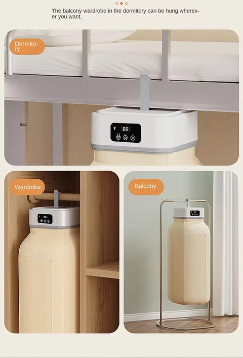 Portable Mini Clothes Dryer with Fast PTC Heating, Foldable Cabinet Design, Touch Control & 360° Hot Air Drying - 600W