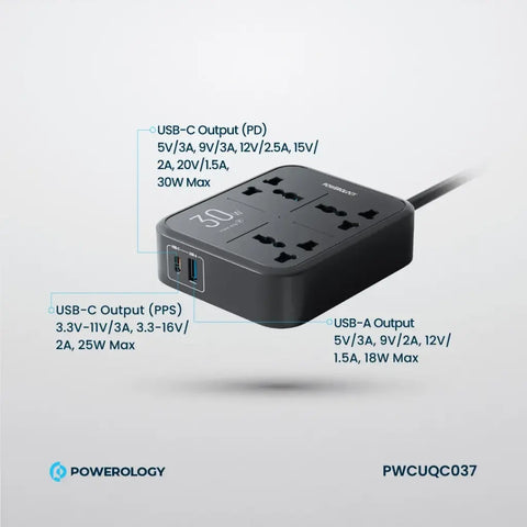 شريط طاقة باورولوجي 3250W 3AC Pwc037 - أسود