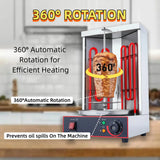 Professional Electric Vertical Shawarma & Doner Kebab Rotisserie Grill Machine with 360° Rotation & Adjustable Temperature - 2800W