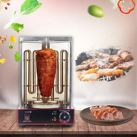 Professional Electric Vertical Shawarma & Doner Kebab Rotisserie Grill Machine with 360° Rotation & Adjustable Temperature - 2800W