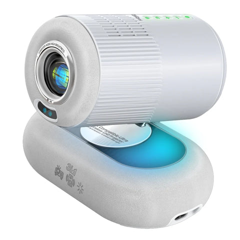 Promate, Beamer-250R Wireless LCD Projector 1080P with 4K Support, Android 13 & Built-In Speakers