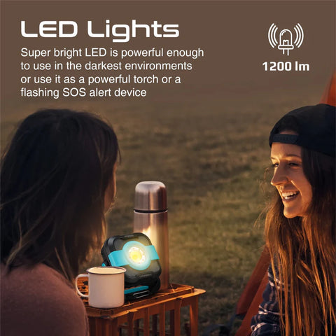 Promate, CampMate-3 1200lm Camping Light with 9000mAh Power Bank, SOS & Dual Light Modes