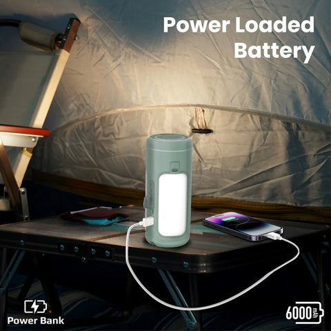 Promate CampMate-4 4-in-1 Camping Kit – LED Light, 6000mAh Power Bank, Bluetooth Speaker & SOS Torch