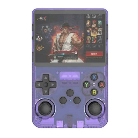 R36S Retro Handheld Video Game Console with 3.5-Inch IPS Display, 64GB - Transparent Purple