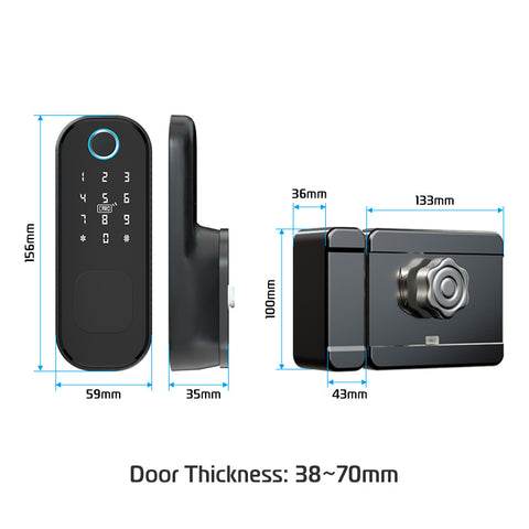 Gopeta VD08, TTLock Smart Outdoor Lock for Metal Gates, Fingerprint, RFID & App Control