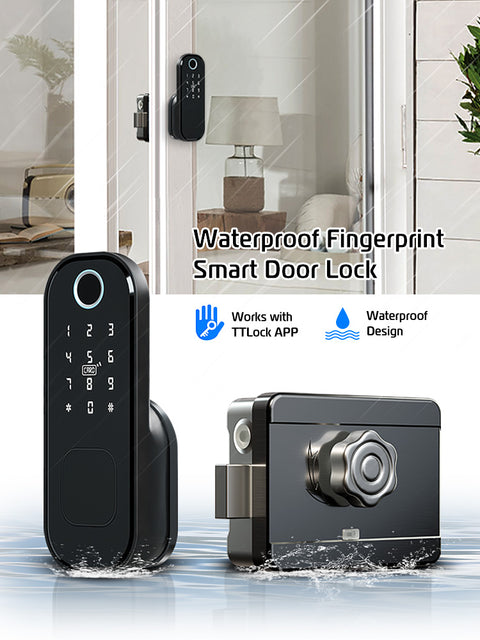 Gopeta VD08, TTLock Smart Outdoor Lock for Metal Gates, Fingerprint, RFID & App Control