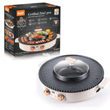 RAF 2-in-1 Electric BBQ Grill & Hot Pot with 38CM Non-Stick Cooking Plate, 2L Capacity & Dual Temperature Control - 1600W (R.5477)