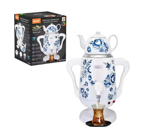 RAF Electric Samovar Kettle with 3.5L Main Kettle, 0.6L Teapot - 1800W