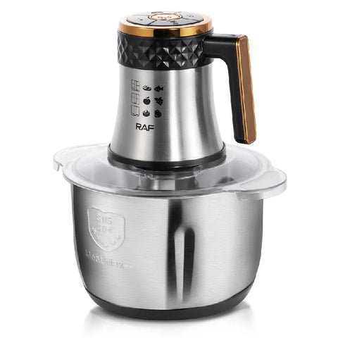 RAF Food Processor with 3L Glass & Stainless Steel Bowls, 360° Sharp Blades & Easy Cleaning - 300W
