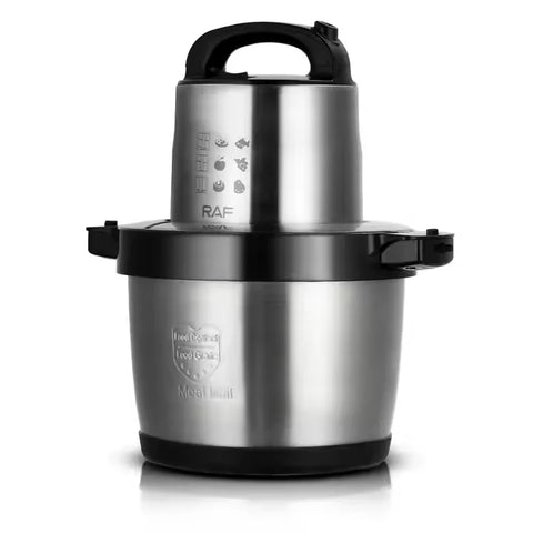 RAF Stainless Steel Food Processor & Chopper 6L with Quad Blade System for Blending & Grinding - 1600W