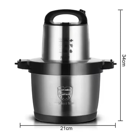RAF Stainless Steel Food Processor & Chopper 6L with Quad Blade System for Blending & Grinding - 1600W