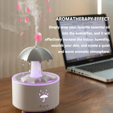 Rain Umbrella Humidifier, 7 Color LED Rotating Aroma Diffuser - White