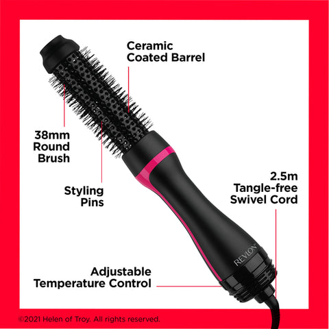 Revlon, One-Step Style Booster Round Brush Dryer & Styler – 38mm Ceramic Barrel, Ionic Technology, Fast Blow-Dry & Styling