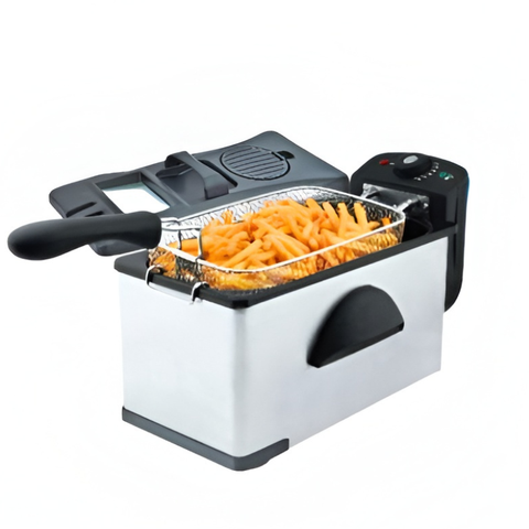 SAYONA 3L Stainless Steel Deep Fryer with Adjustable Thermostat & Removable Nonstick Tank - 2000W