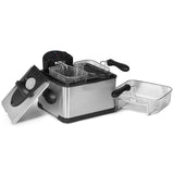 SAYONA 4L Stainless Steel Deep Fryer with Adjustable Thermostat, Timer & Dual Basket System - 2000W