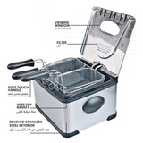 SAYONA 4L Stainless Steel Deep Fryer with Adjustable Thermostat, Timer & Dual Basket System - 2000W