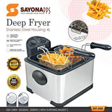 SAYONA 4L Stainless Steel Deep Fryer with Adjustable Thermostat, Timer & Dual Basket System - 2000W