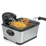 SAYONA 4L Stainless Steel Deep Fryer with Adjustable Thermostat, Timer & Dual Basket System - 2000W
