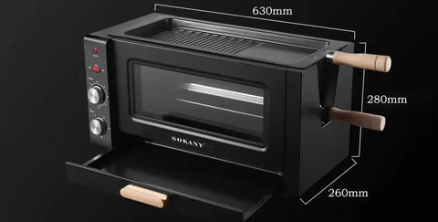 SOKANY 25L 3-in-1 Electric Toaster Oven with Grill, Bake & Roast Functions, Rotisserie & 60-Minute Timer - 3000W