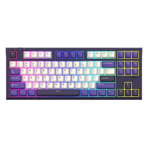 سادس بات وولف MK87 لوحة مفاتيح ميكانيكية TKL (بدون لوحة أرقام) بـ 87 مفتاحًا وثلاثة أوضاع وقابلة للتبديل السريع مع إضاءة RGB غامرة - بلاك بيري موس (بنفسجي)