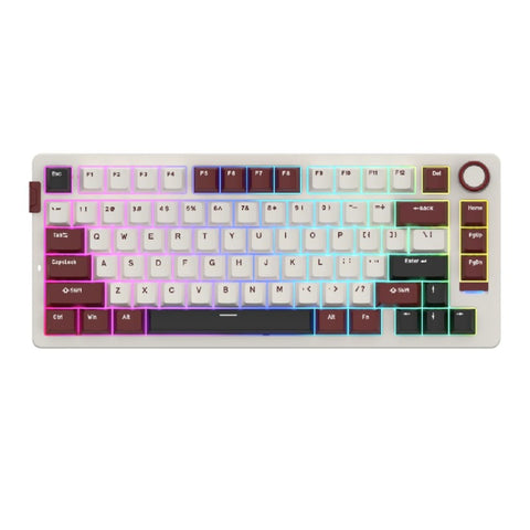 Sades Phantom Wolf 75 Ultra Compact 75% Tri Mode connection Mechanical Keyboard With Premium Aluminum Knob - Bordeaux Red