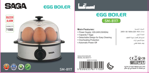Saga Egg Boiler 7-Egg Capacity with Auto Shut-Off & Buzzer Alarm - SM-8117