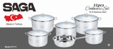 Saga H1711 Stainless Steel Cookware Set - 11 Pcs