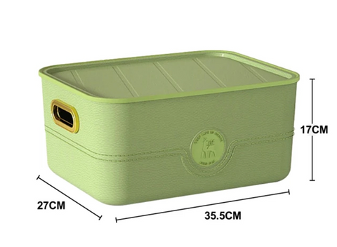 Large Plastic Storage Box with Lid & Built-In Handles (35 x 26.5 x 16 cm)