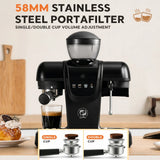 iCafilas ME2603 Semi-Automatic Espresso Coffee Maker with Integrated Burr Grinder