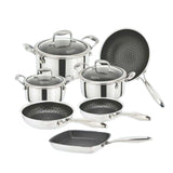Silverstar 18/10 Stainless Steel 10 PCS Cooking Set Casserole With Glass Lid 28+24+20 cm + Frypan 24+20 cm + Grill Pan 26 CM + Wok Pan 28 cm