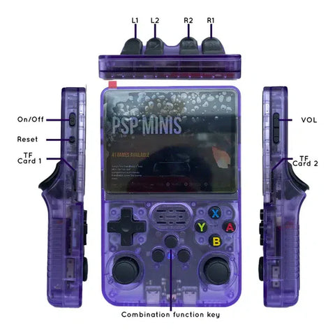 R36S Retro Handheld Video Game Console with 3.5-Inch IPS Display, 64GB - Transparent Purple
