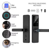 Smart Fingerprint Door Lock with Touch Keypad, RFID Card, Tuya App Control & Temporary Password Unlock for Indoor Wooden Doors