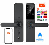 Smart Fingerprint Door Lock with Touch Keypad, RFID Card, Tuya App Control & Temporary Password Unlock for Indoor Wooden Doors
