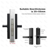 Smart Fingerprint Door Lock with Touch Keypad, RFID Card, Tuya App Control & Temporary Password Unlock for Indoor Wooden Doors