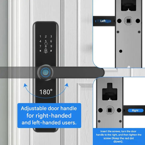 Smart Fingerprint Door Lock with Touch Keypad, RFID Card, Tuya App Control & Temporary Password Unlock for Indoor Wooden Doors