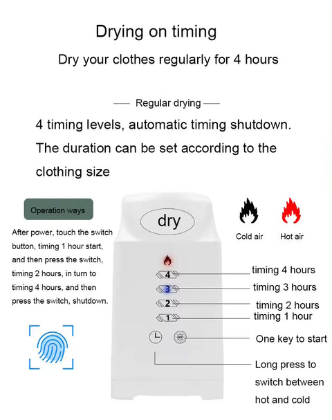 Smart Foldable Portable Clothes & Shoes Dryer with Customizable Drying Modes & Timer Control