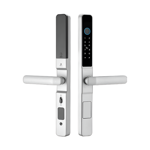 Smart Lock Intelligent Door Lock with TTLock App – Fingerprint, PIN & Card Lock for Aluminum Doors (Silver)