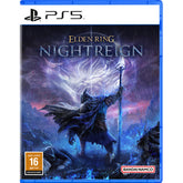 Game case for 'Elden Ring Nightreign' on PS5 with a character holding a sword against a dark background.