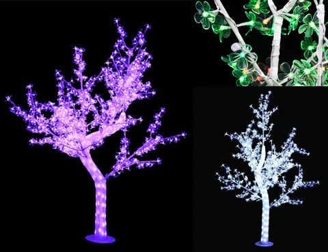 Sparkling LED Crystal Cherry Blossom Tree Light with Multicolor Lighting Modes & Water-Resistant Design - 1.5M
