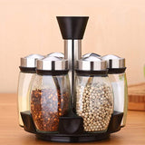 6 pcs Rotating Condiment Spice Jars Set for Kitchen