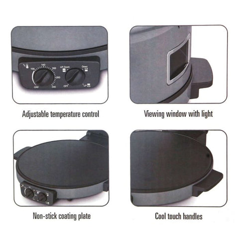 Sumo Arabic Bread/Roti/Tortilla/Pizza Maker 40cm with Dual Heating & Viewing Window - SM-8042