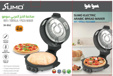 Sumo Arabic Bread/Roti/Tortilla/Pizza Maker 40cm with Dual Heating & Viewing Window - SM-8042