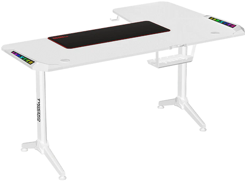 Twisted Minds TM-Y-LW-RGB, WARRIOR L Shaped Gaming Desk RGB Left - White