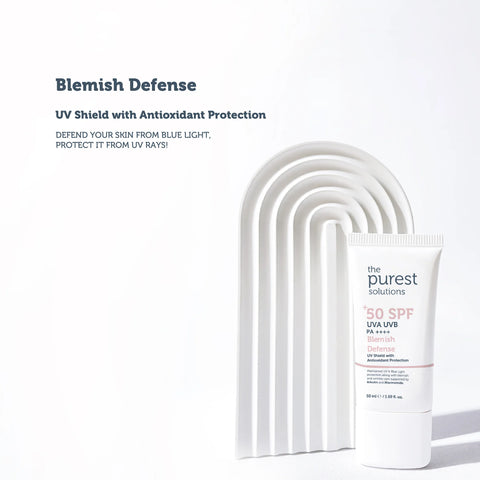 The Purest Solutions, Blemish Defense UVA UVB Antioxidant Protection, SPF 50+ – 50ml