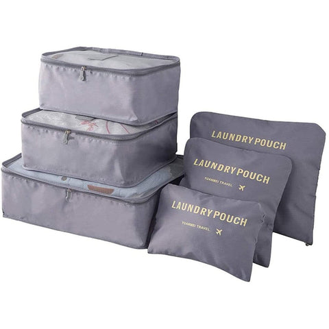 Travel Laundry Pouch Grey 6pcs Set